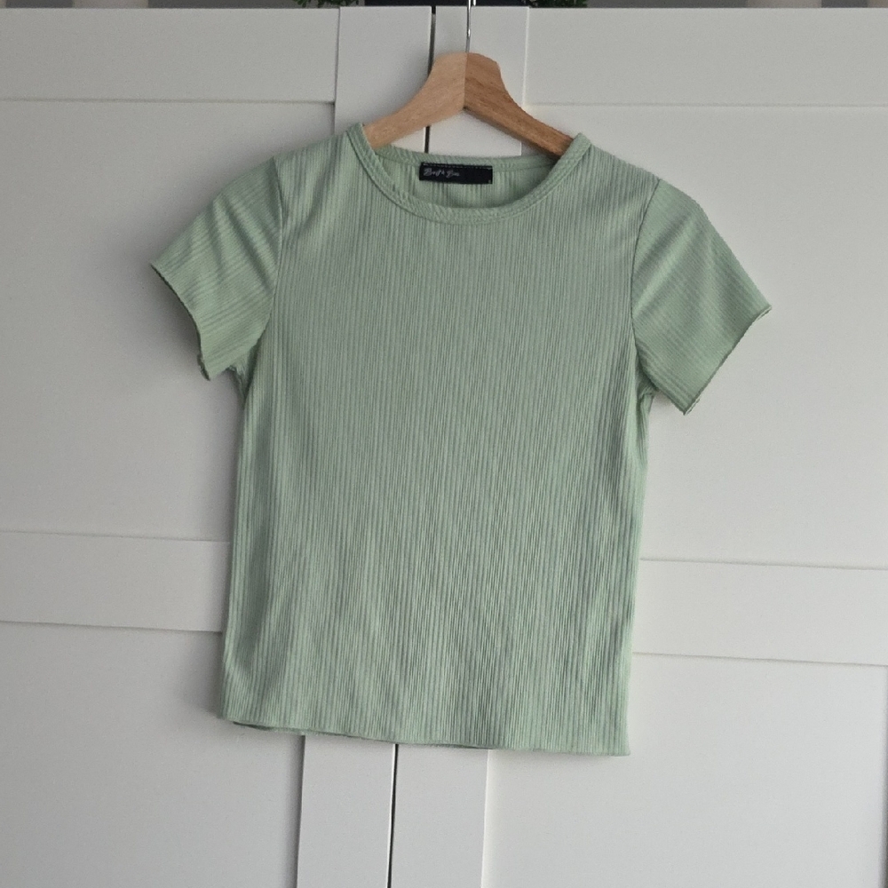 Light Green Ribbed Short Sleeve Tee